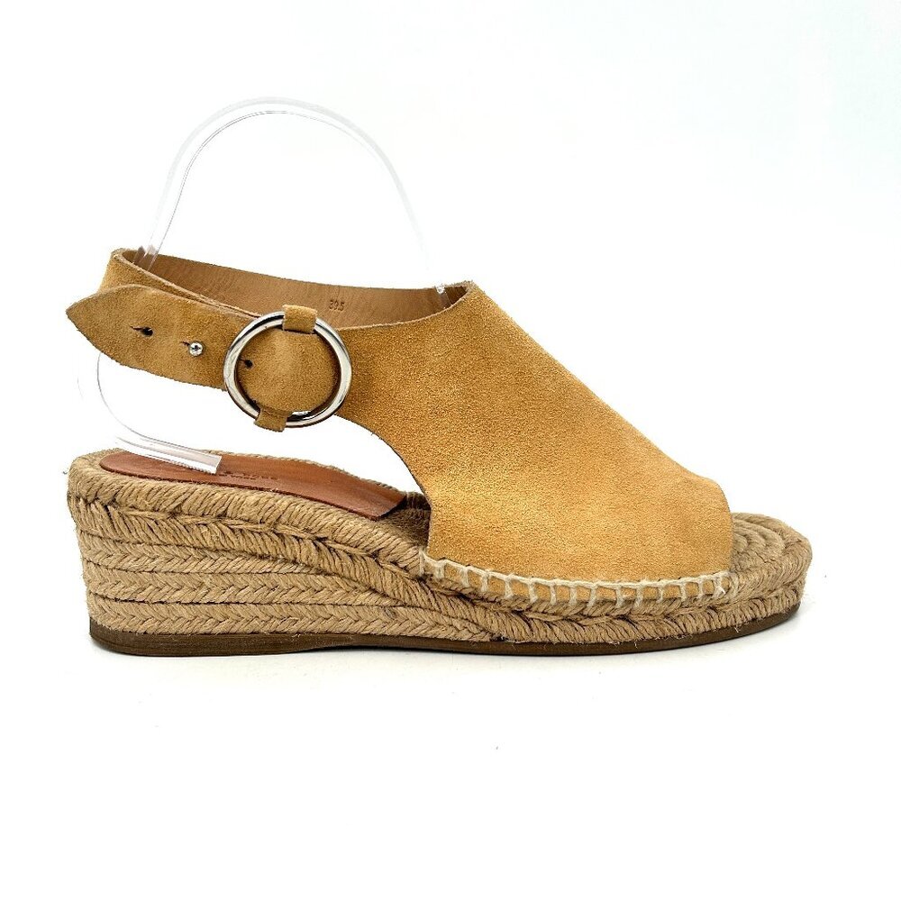 RAG & BONE Beige Nude Calla Suede Wedge Espadrille Sling Back Sandal Shoes 9